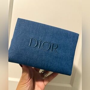 Dior Classic Blue Denim Make Up Pouch Brand New